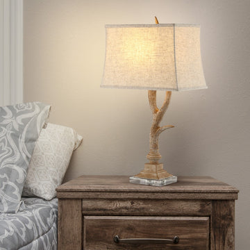 Antler 29.5" Rustic Resin/Crystal LED Table Lamp - JONATHAN Y